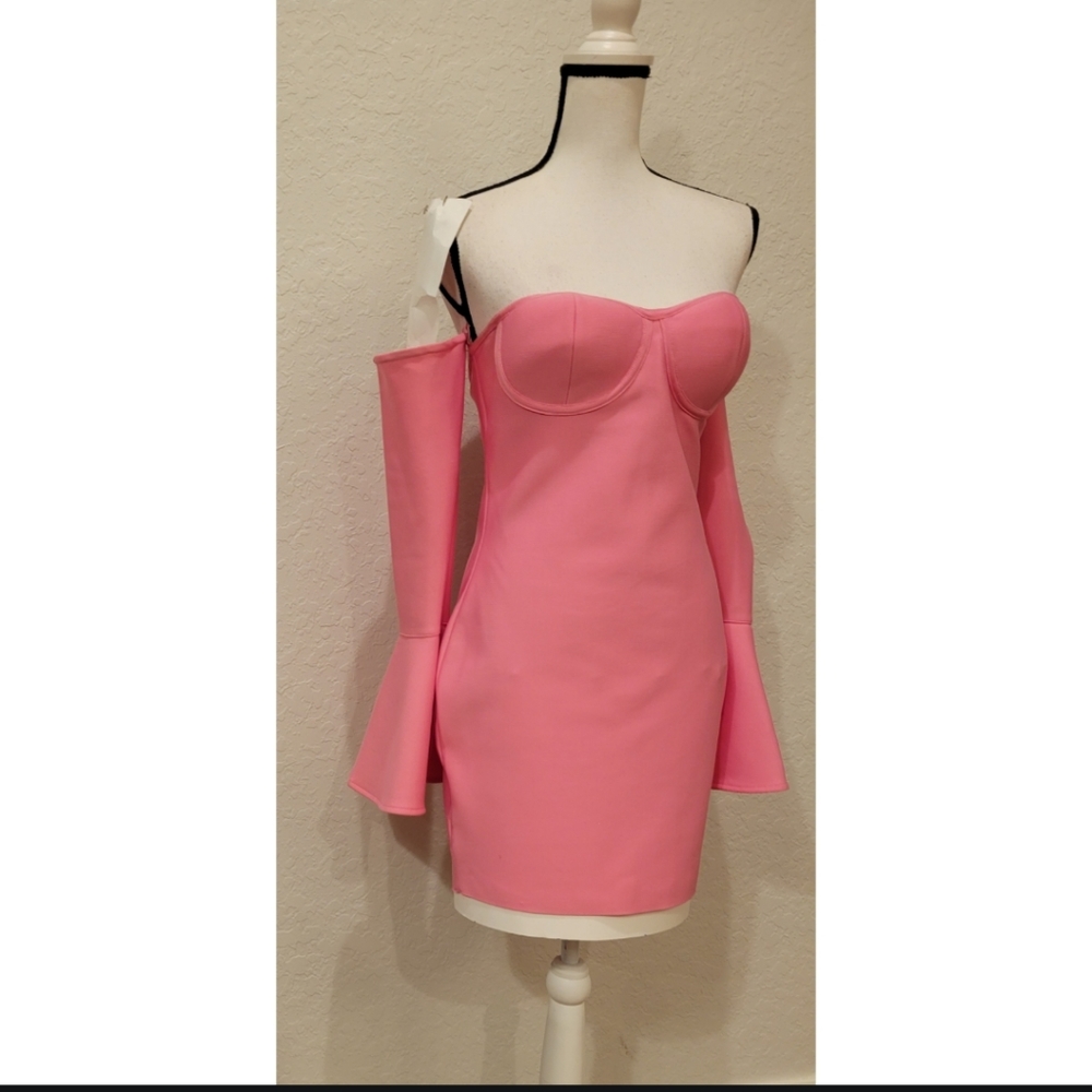 Bubblegum Pink Off The Shoulder Dress - Picture 2 of 3